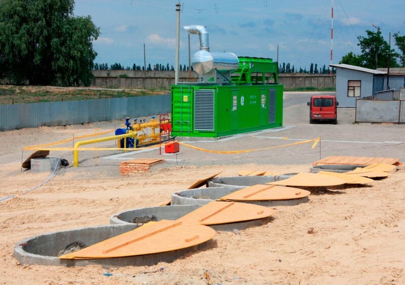 Engineering complex with installed system of biogas collection from SDW landfill for electricity production with capacity of 1063 kW (Borispil district, Kyiv region)